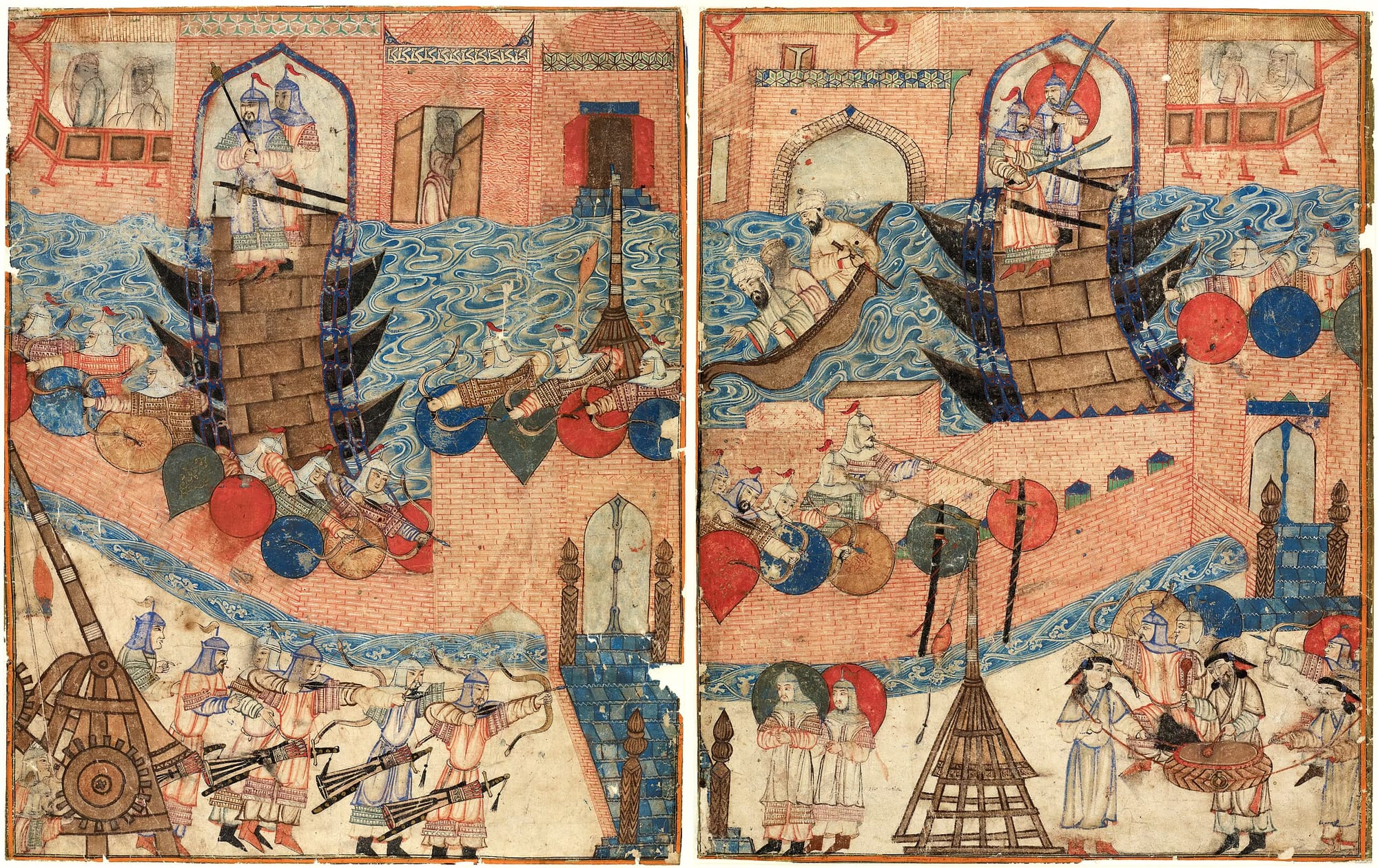 A fourteenth-century version of the siege of Baghdad in Rashid al-Din’s Compendium of Chronicles. Source: Wikipedia.