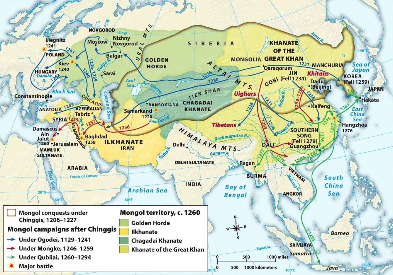 Map of the Mongol Empire. Source: A History of World Societies.